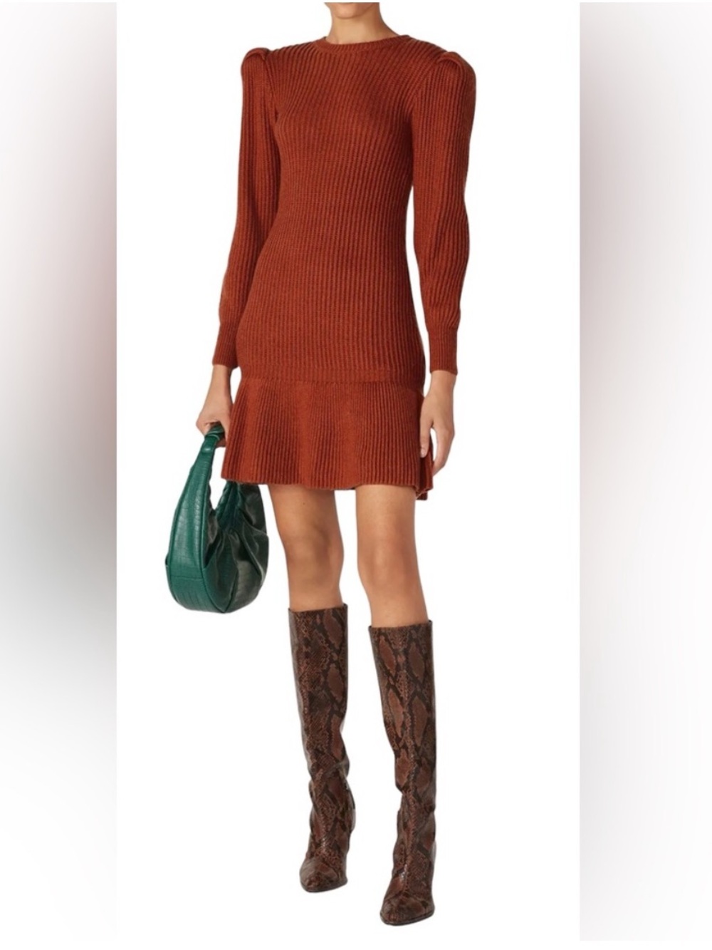 Love, Whit by Whitney Port Rust Knit Sweater Dress Size Large EUC